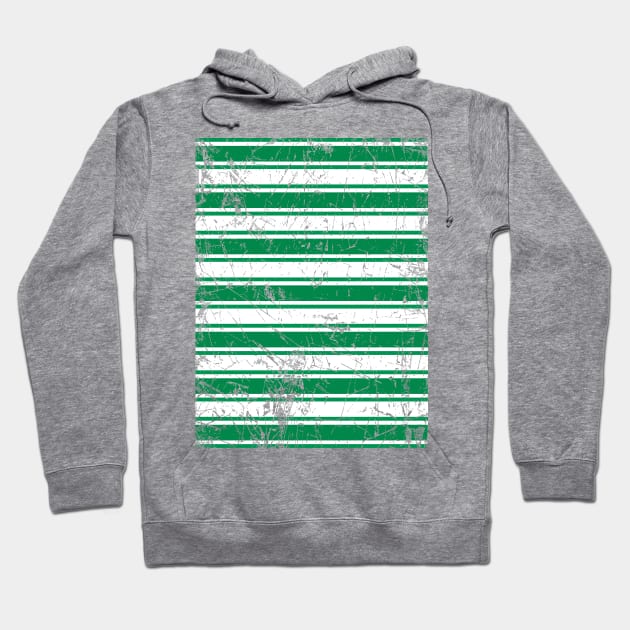 Glasgow Celtic Football Club Green and White Distressed Hooped Design Hoodie by MacPean